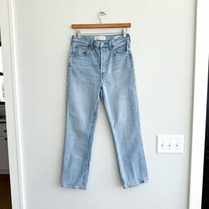 Aritzia Denim Forum Arlo High Rise Straight Leg Ankle Jeans Light Wash 27